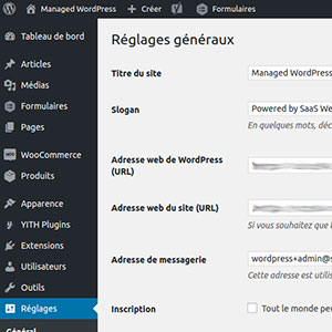 WordPress by SaaS Web - Paramètres généraux