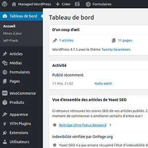 WordPress by SaaS Web - Tableau de bord